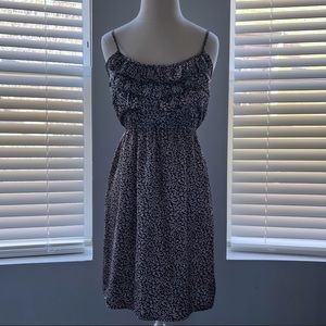 Ruffled Neckline Floral Dress